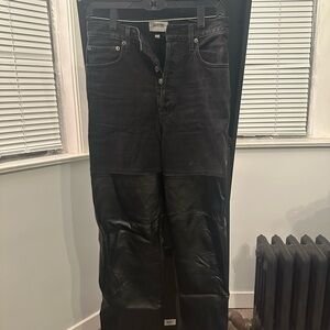 Agolde Black Denim and Leather Pants